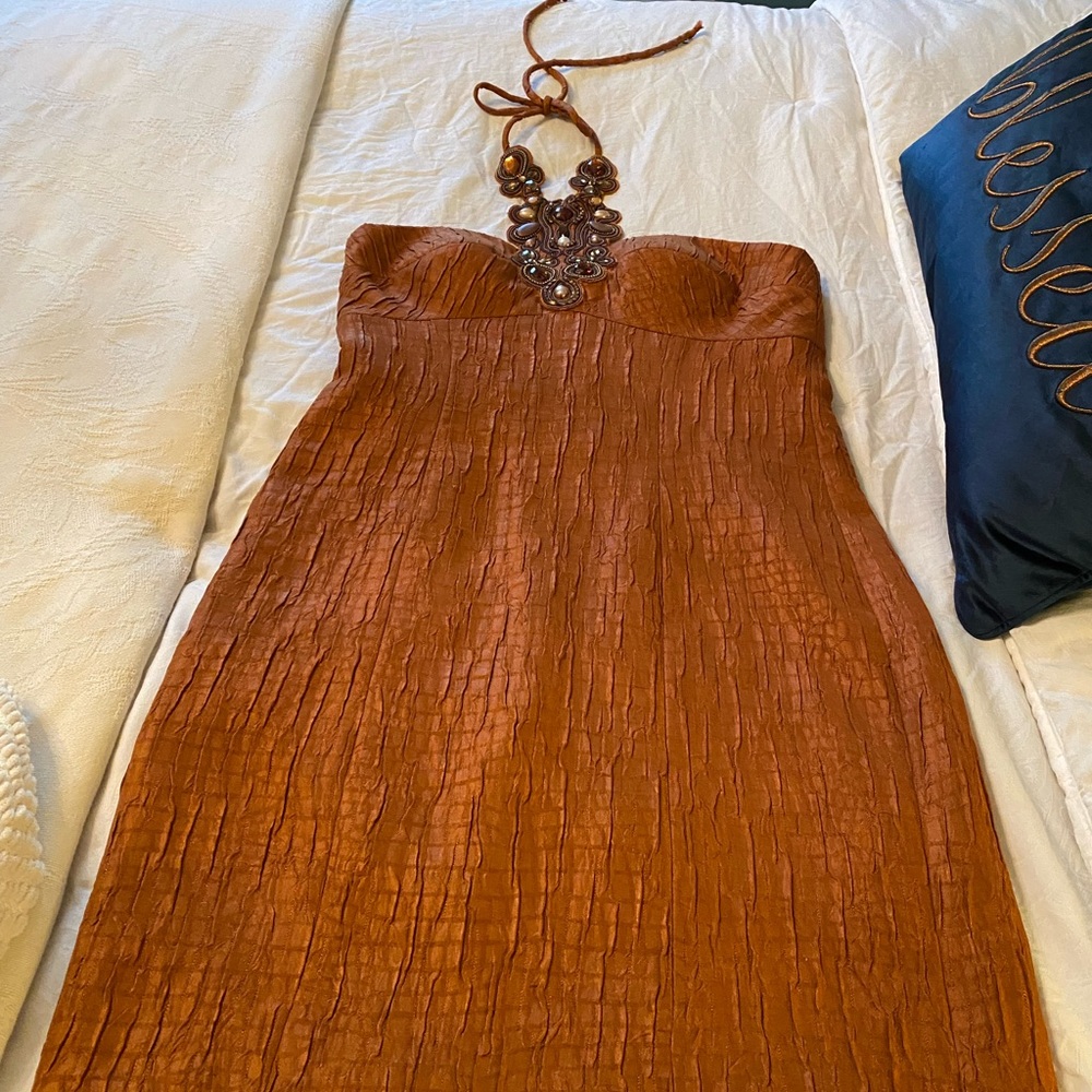 MUSE Boston Proper Jeweled Halter Sheath Dress S12